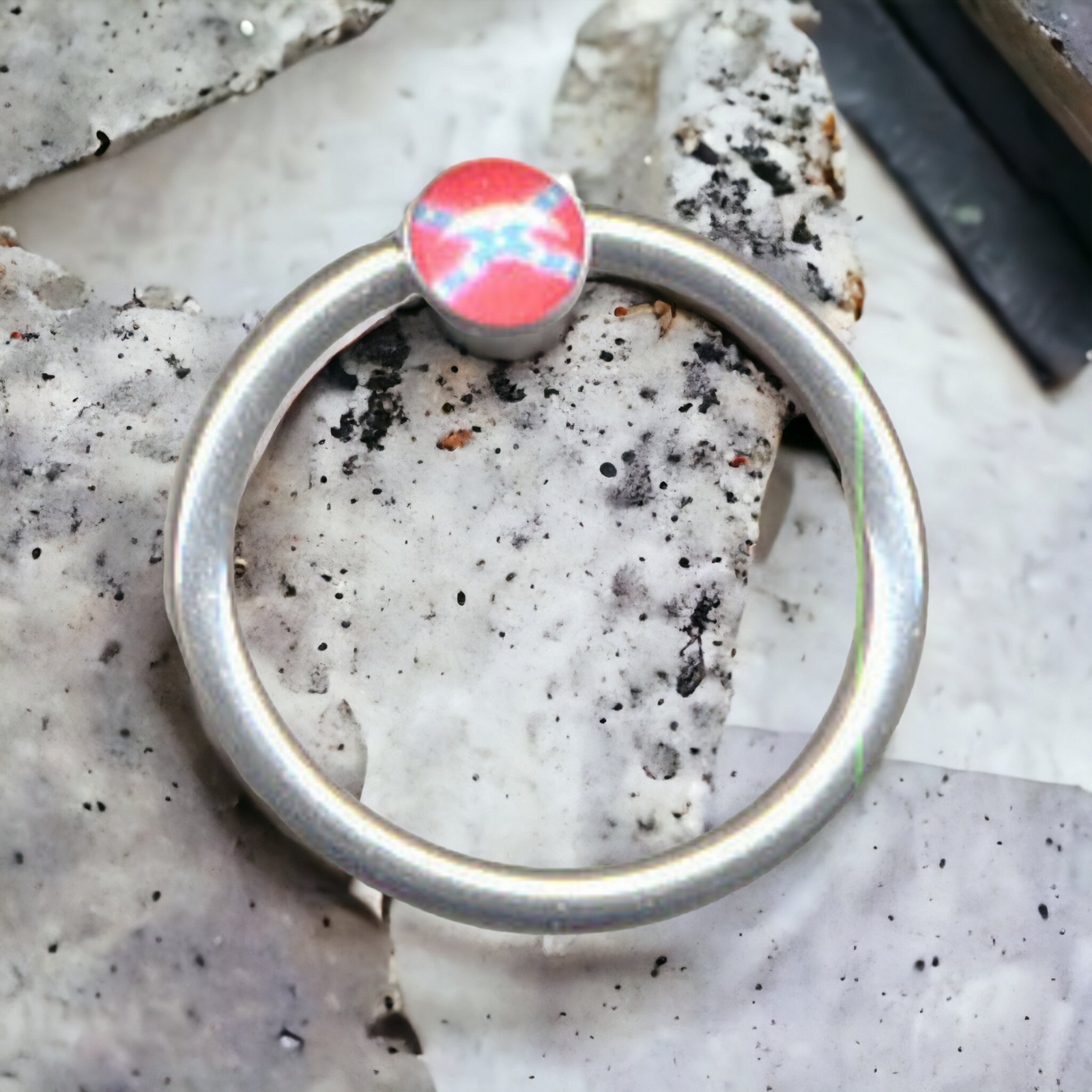 Battle Flag Captive Hoop 8mm (Pair)