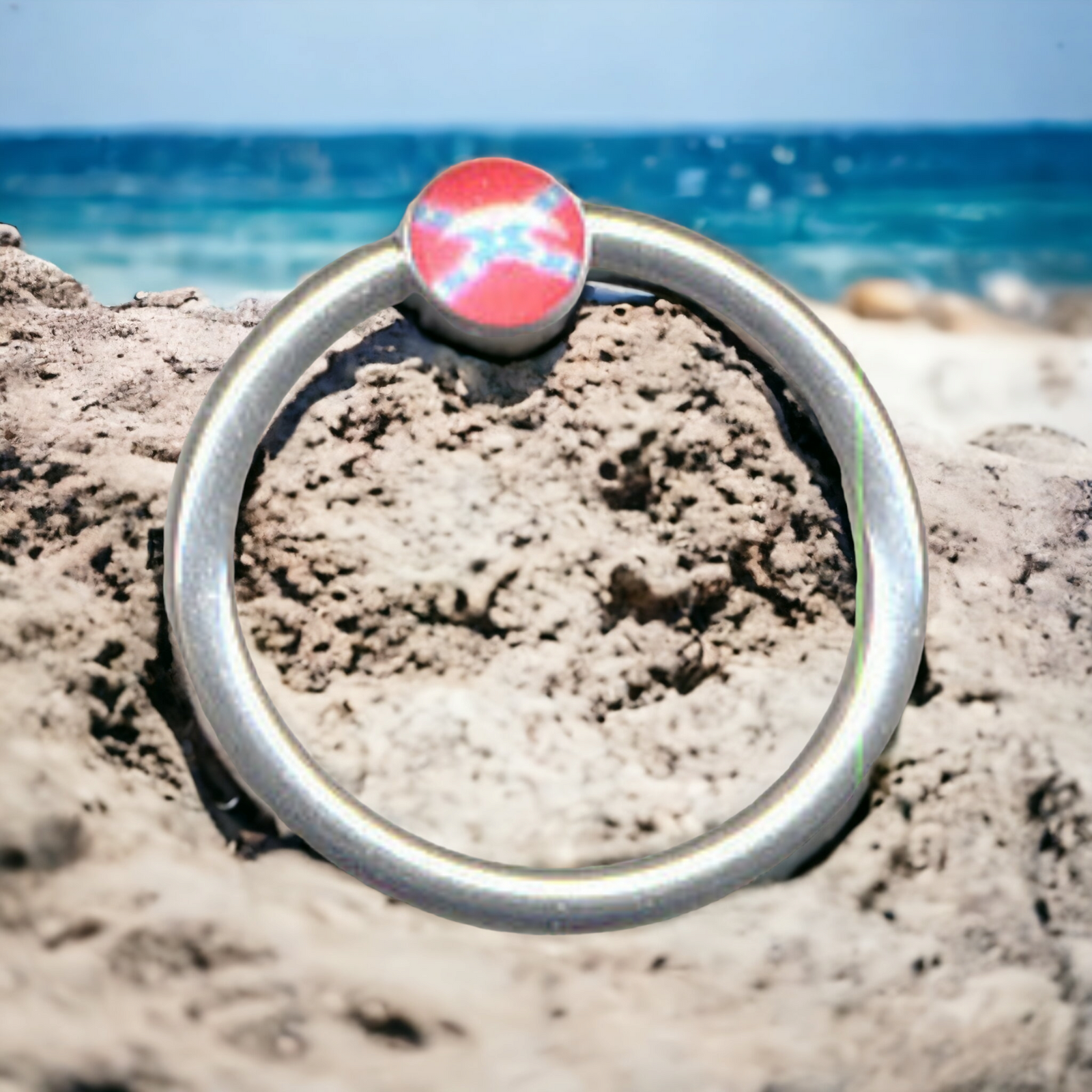 Battle Flag Captive Hoop 8mm (Pair)