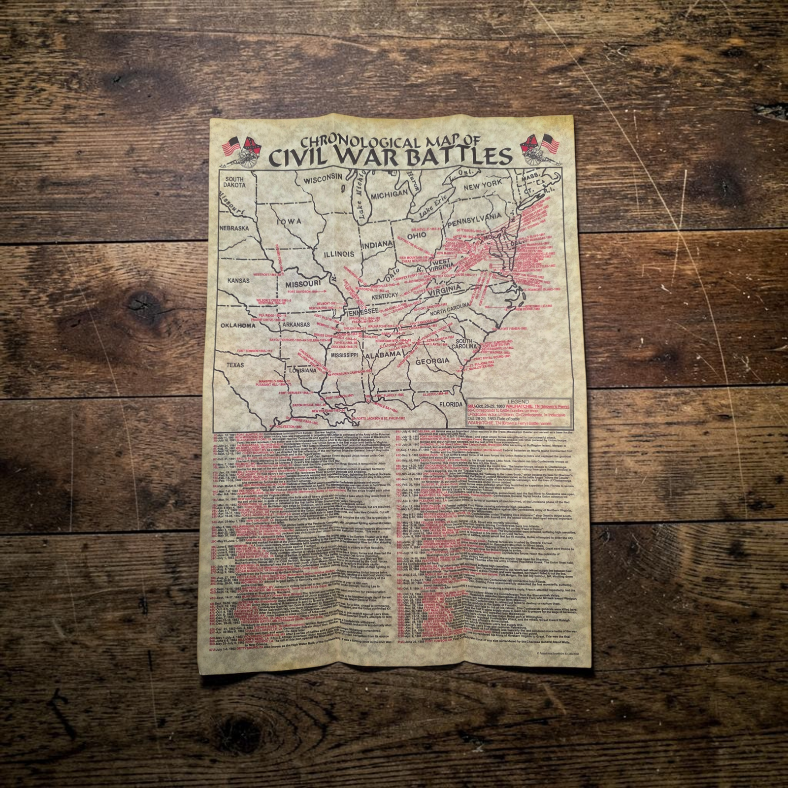 Civil War Battlefield Map 1861-1865