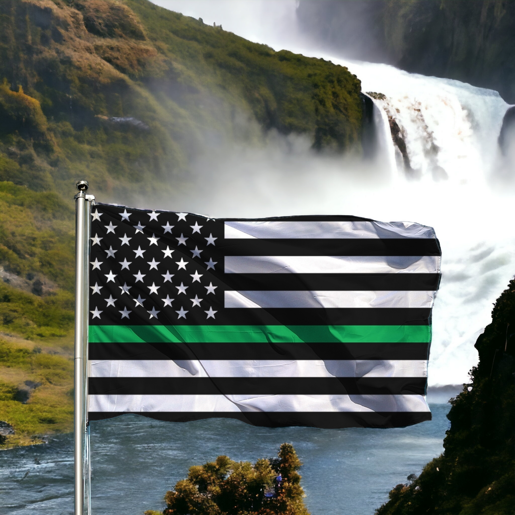 American Military Lives Matter Flag (Green Line)