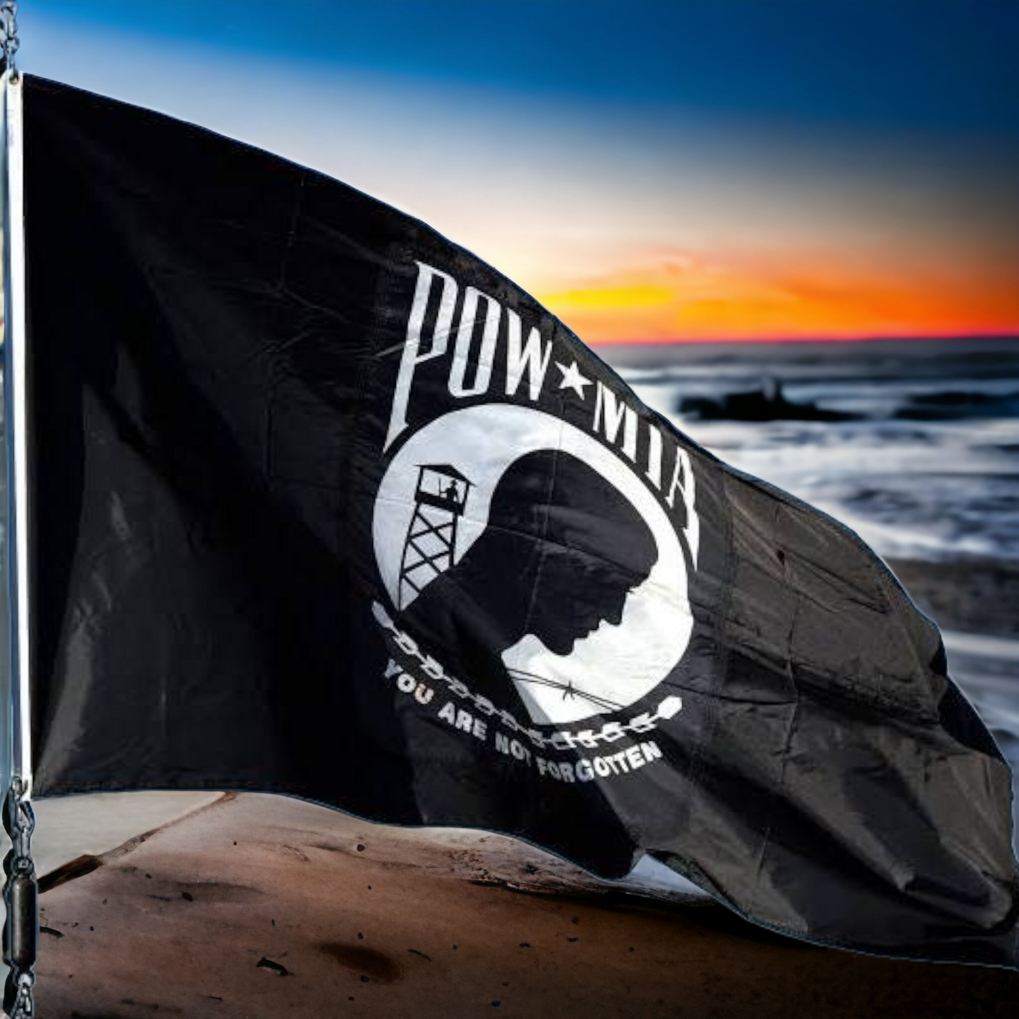 Black and White POW Flag