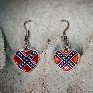 Battle Flag Heart Earrings