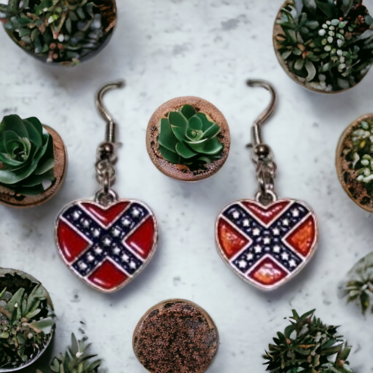 Battle Flag Heart Earrings