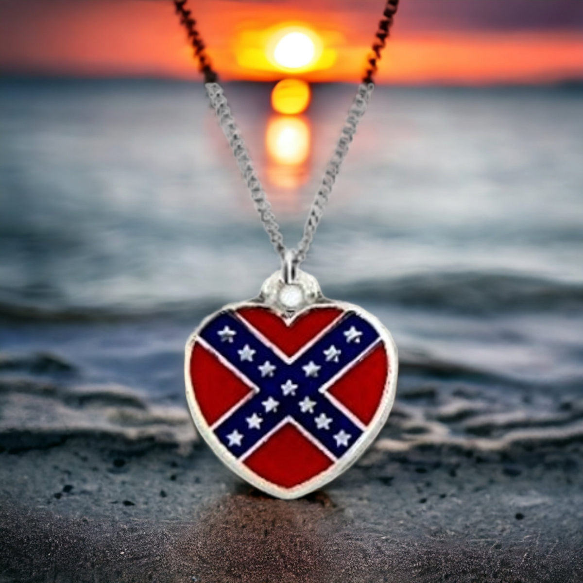 Battle Flag Heart Necklace