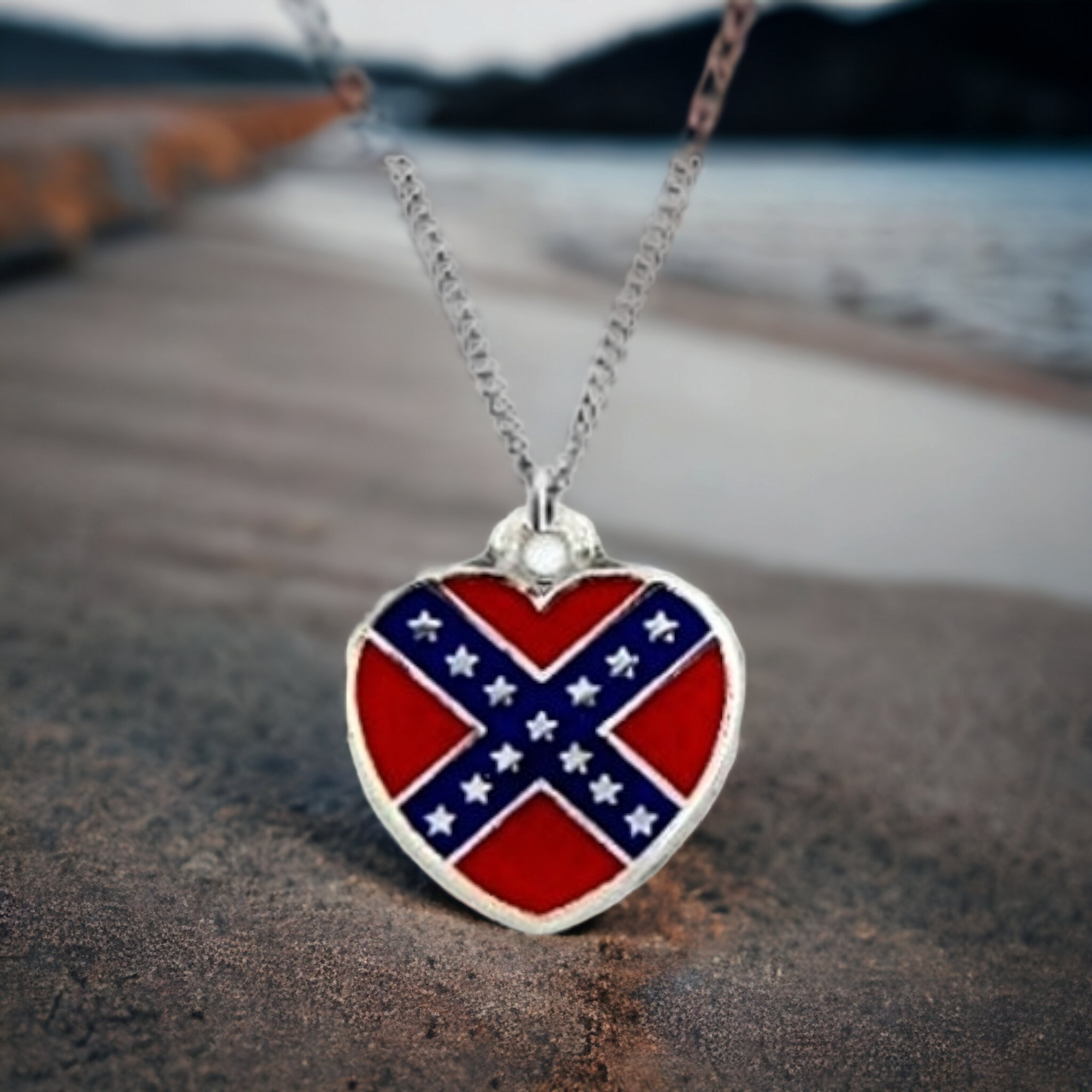 Battle Flag Heart Necklace