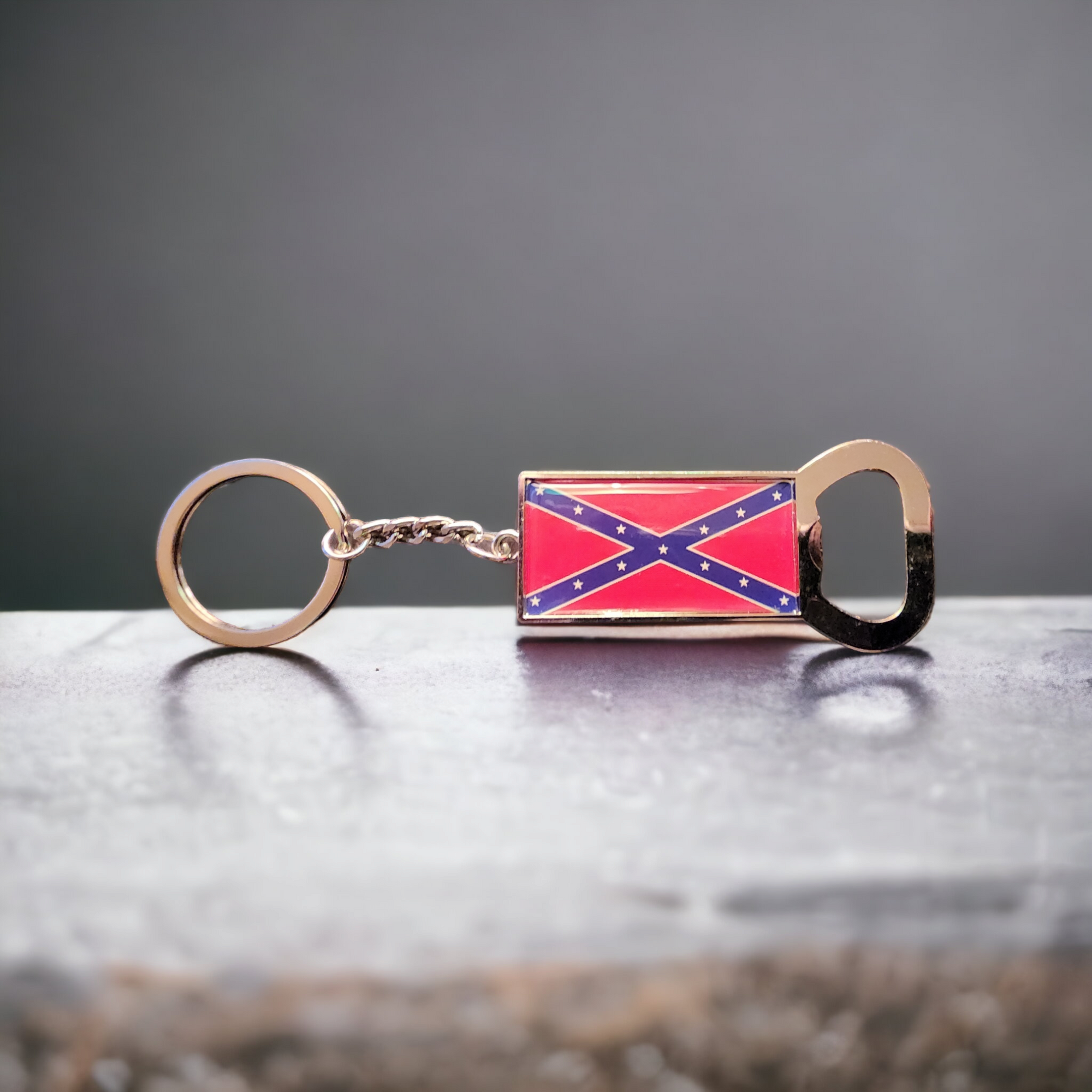 Battle Flag Bottle Opener Keychain