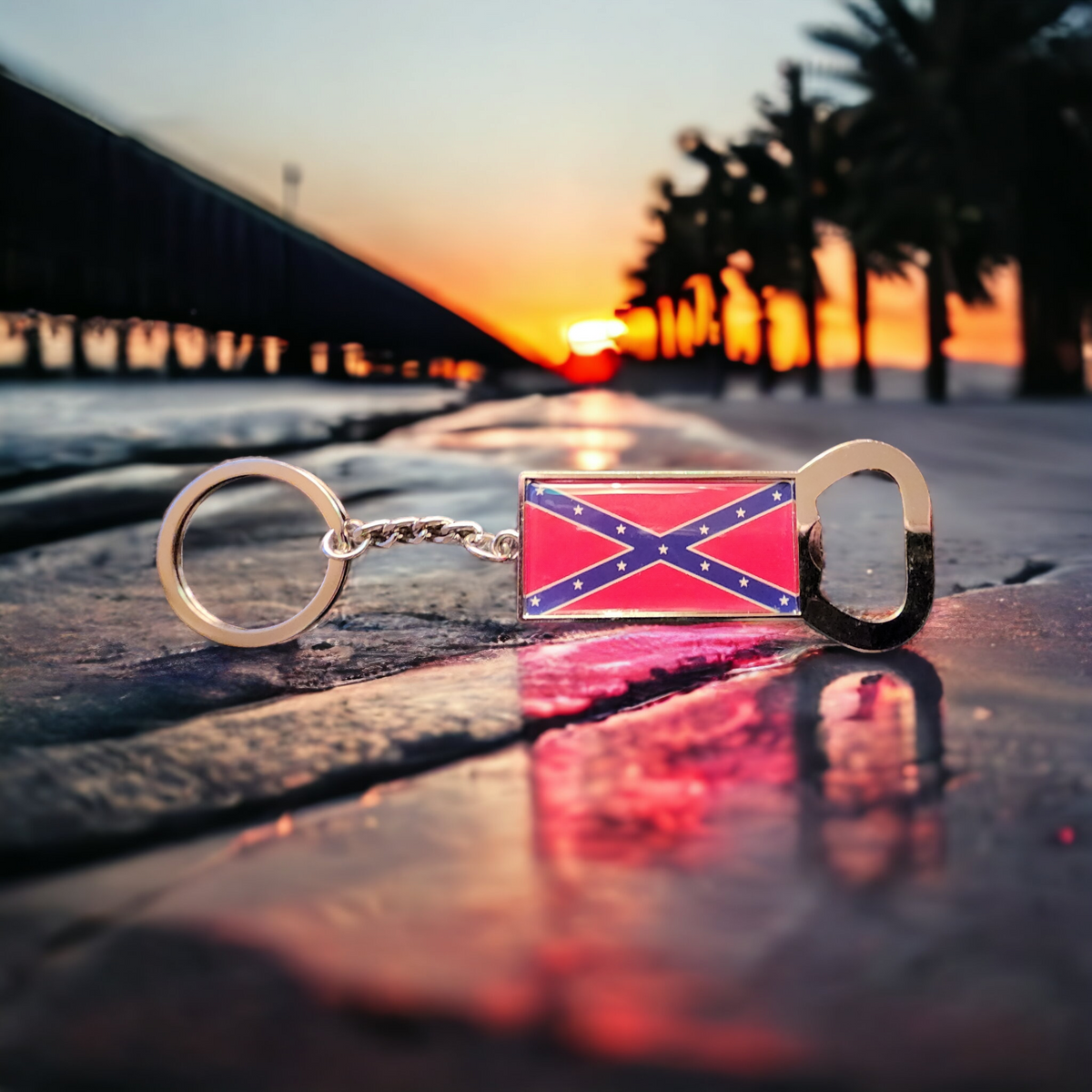 Battle Flag Bottle Opener Keychain