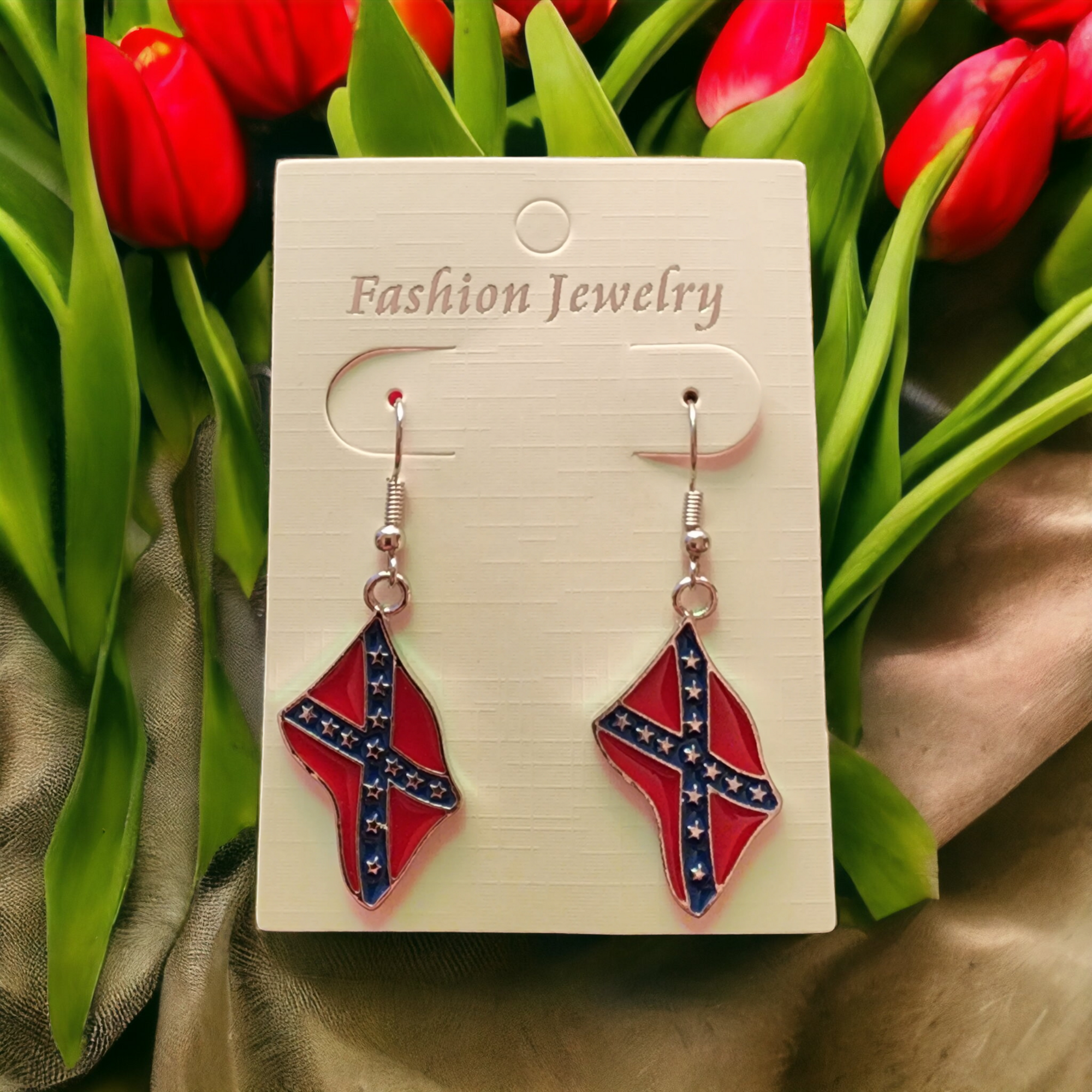 Battle Flag Dangle Earrings