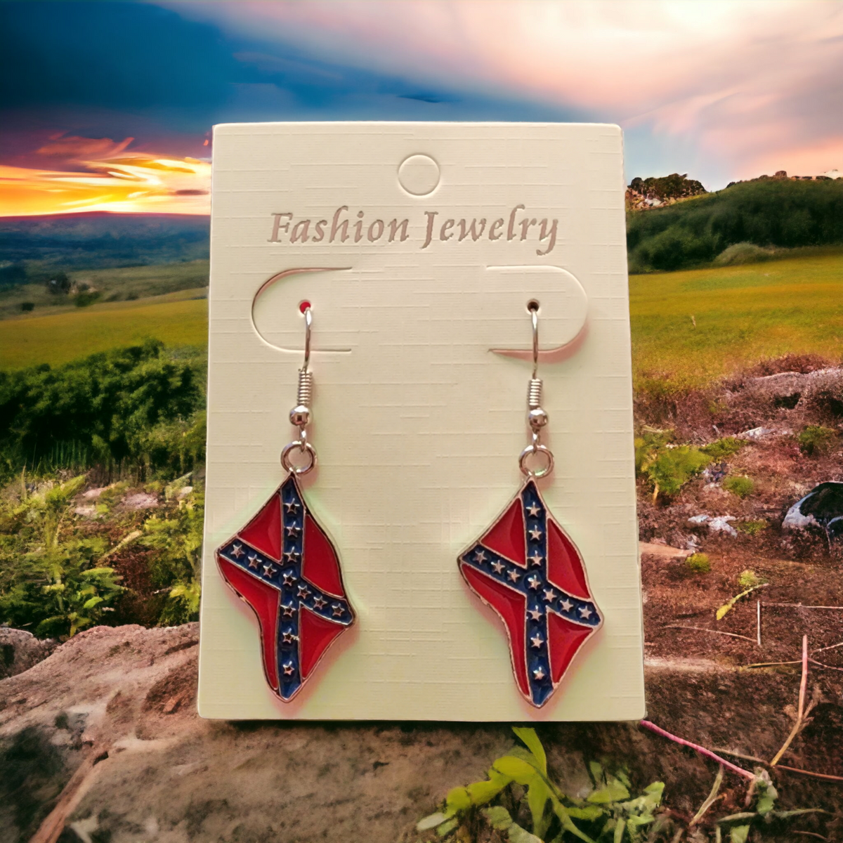 Battle Flag Dangle Earrings