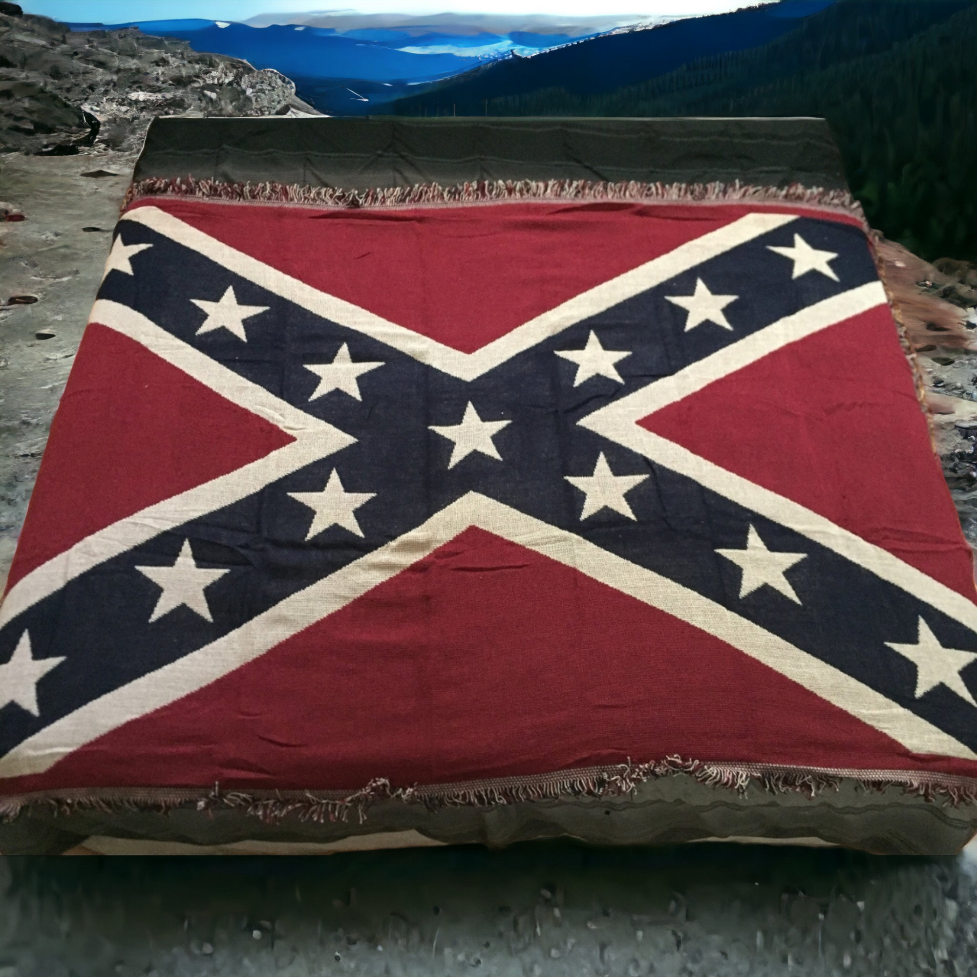 Woven Battle Flag Afghan Blanket