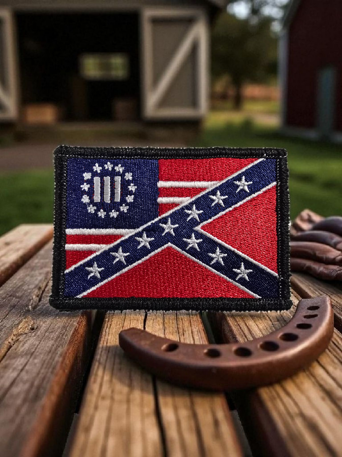 Half Betsy Ross / Half Battle Flag Velcro Patch