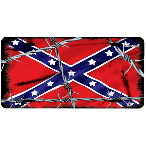 Barbed Wire Battle Flag Car Tag By Dixie Outfitters®