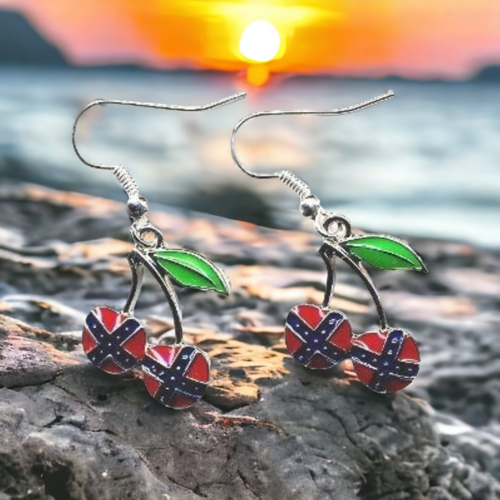 Battle Flag Cherries Dangle Earrings