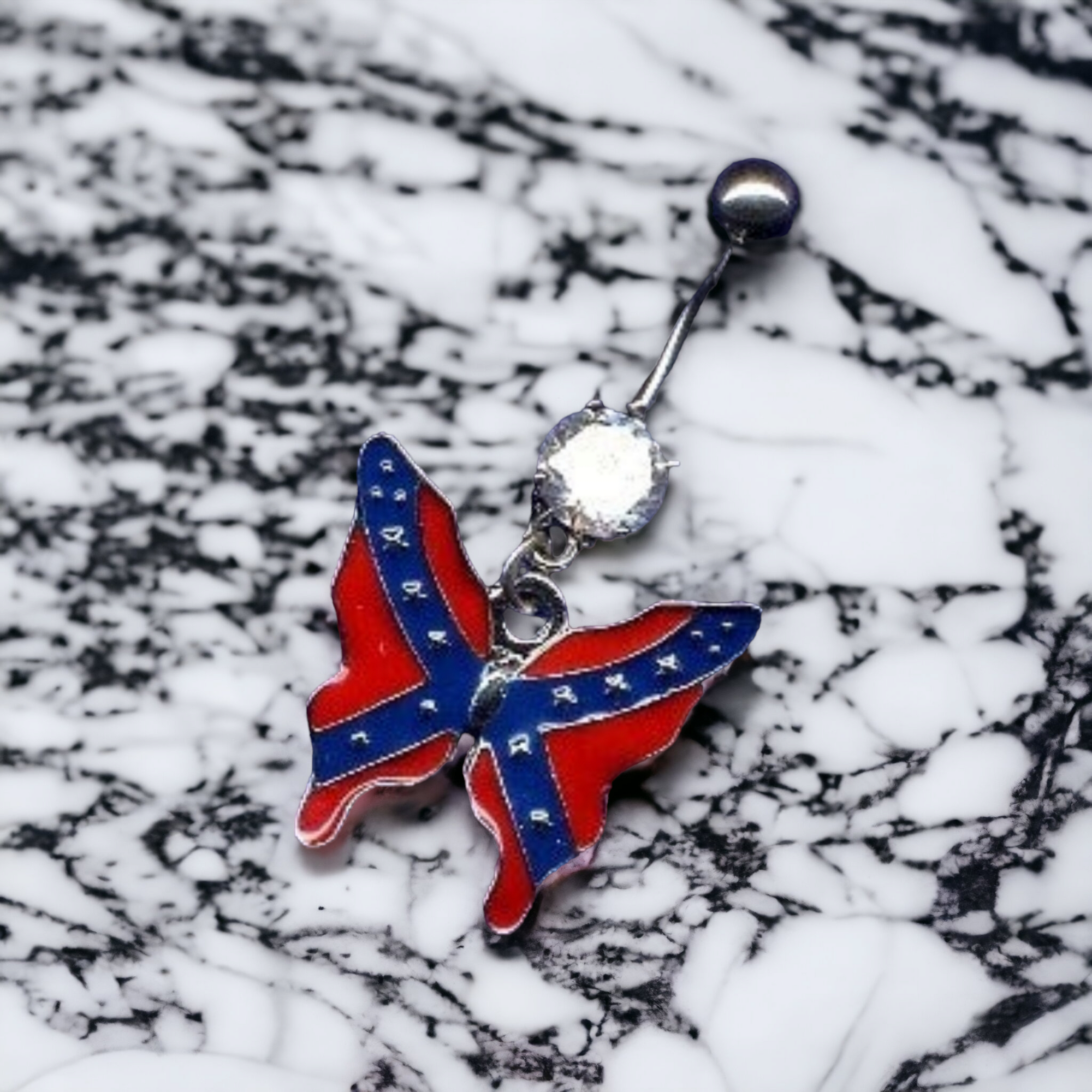 Battle Flag Butterfly Belly Ring