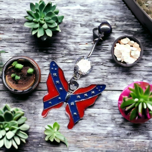 Battle Flag Butterfly Belly Ring