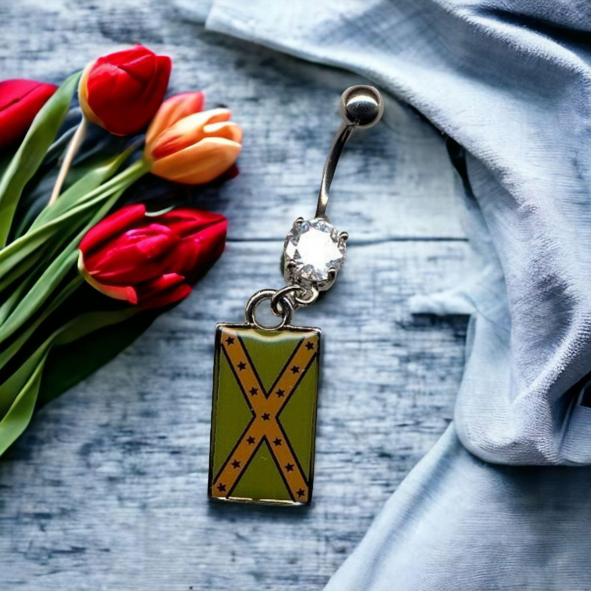 Rebel flag discount belly button ring