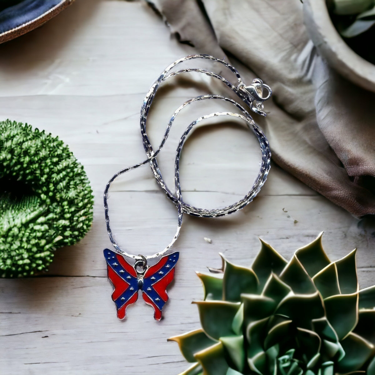 Battle Flag Butterfly Necklace