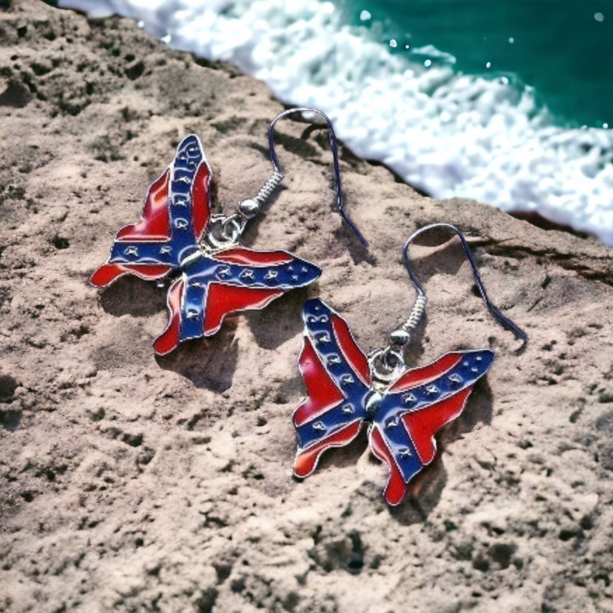 Battle Flag Butterfly Earrings