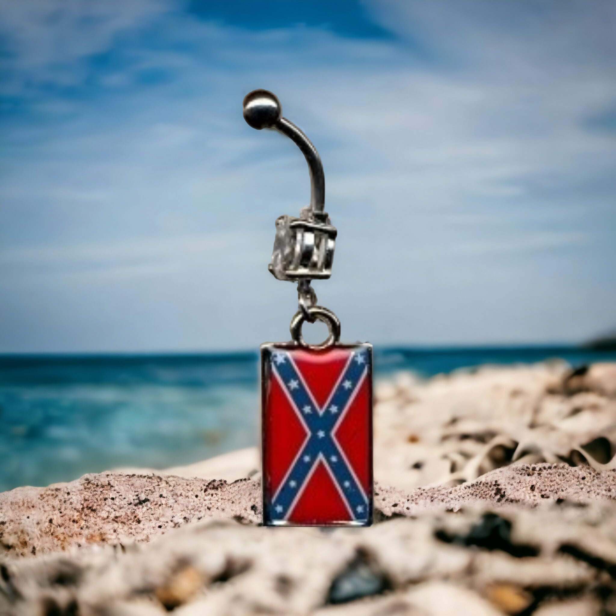 Battle Flag Belly Ring CSA II s Rebel Corner