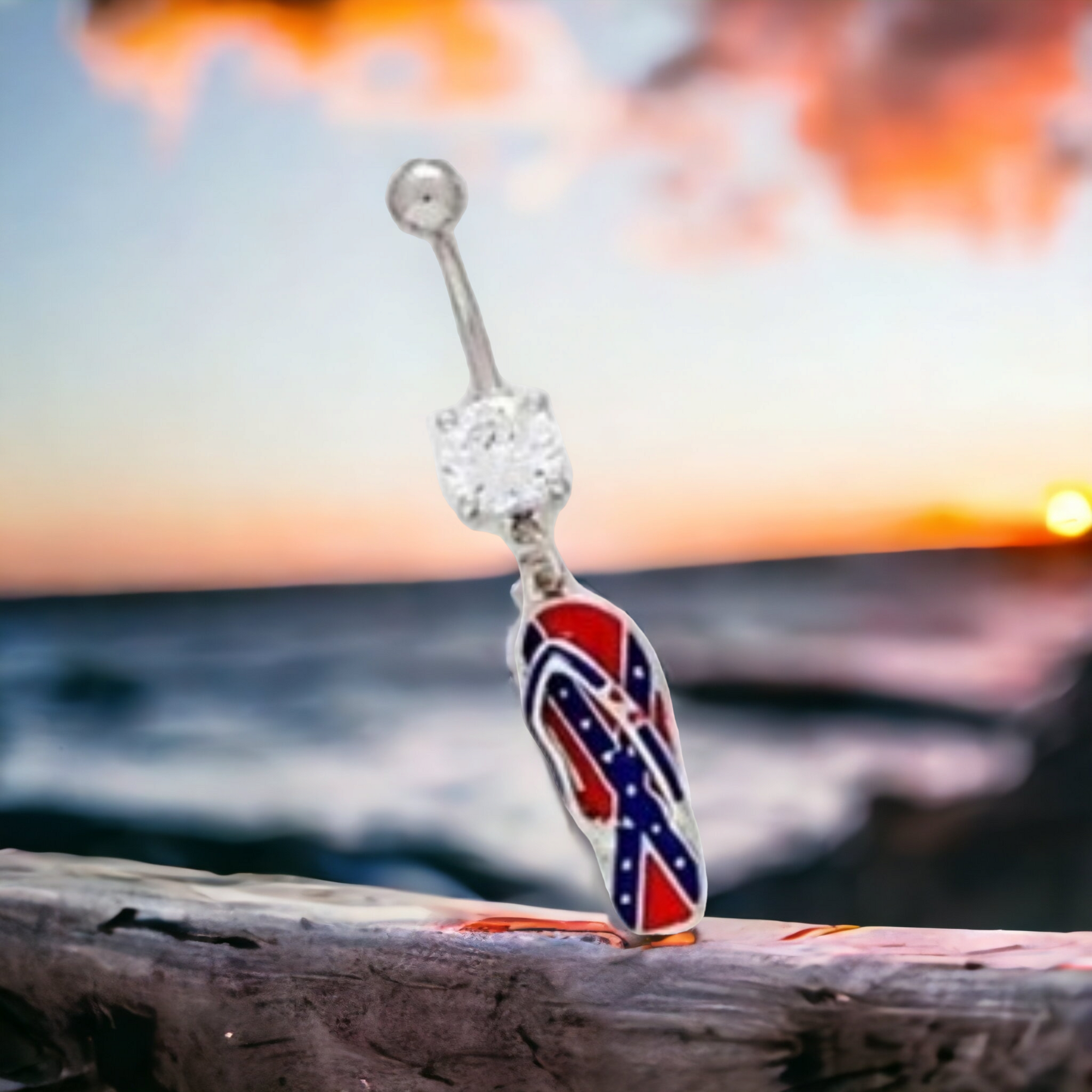 Battle Flag Flip Flop Belly Ring