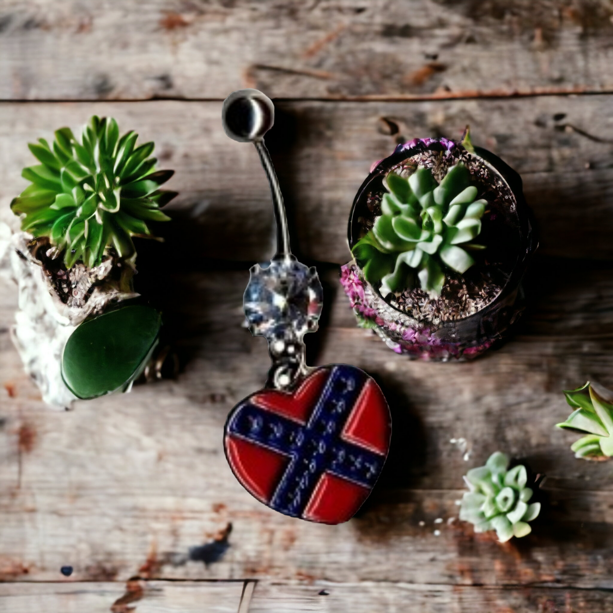 Battle Flag Heart Belly Ring