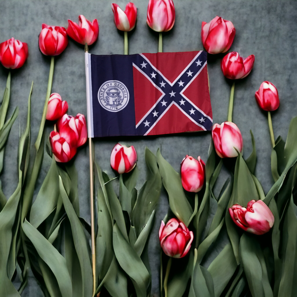 Old Georgia Gravesite Stick Flag