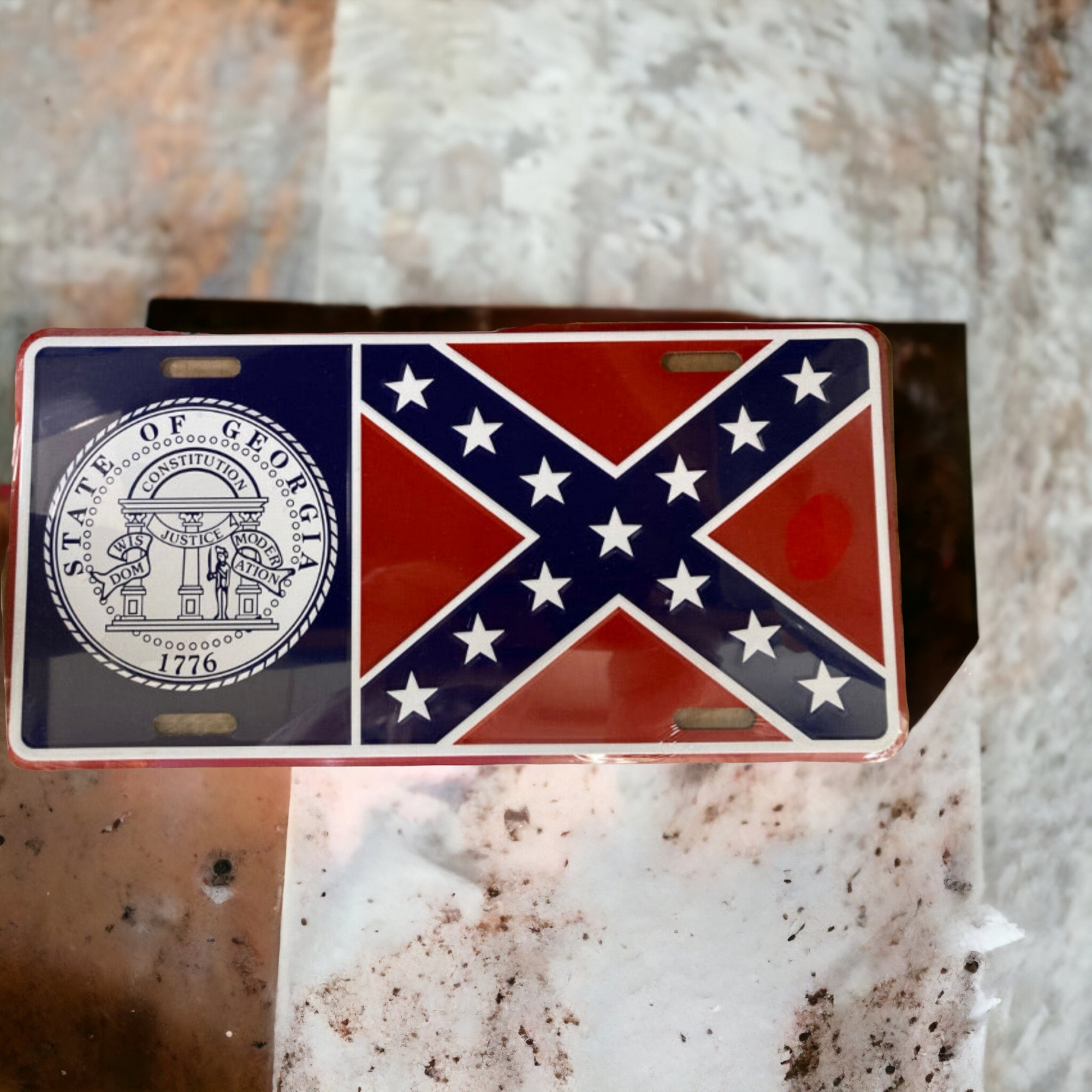 True Georgia Flag License Plate