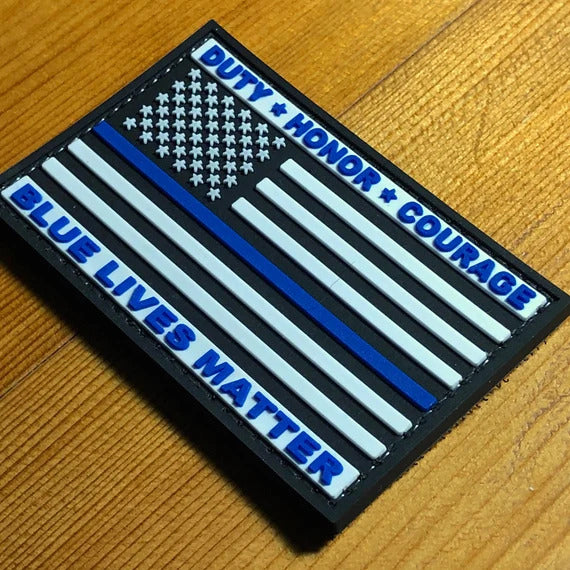 US Flag with Blue Line Blue Lives Matter PVC Patch